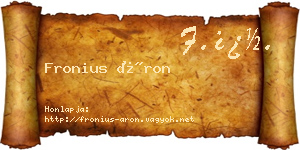 Fronius Áron névjegykártya